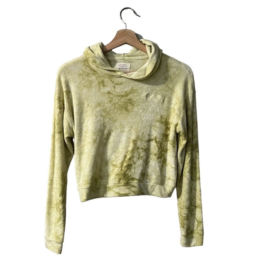 Billabong High Tides Crop Hoodie Size Large Girls Terry Cloth Tie Dye Kiwi